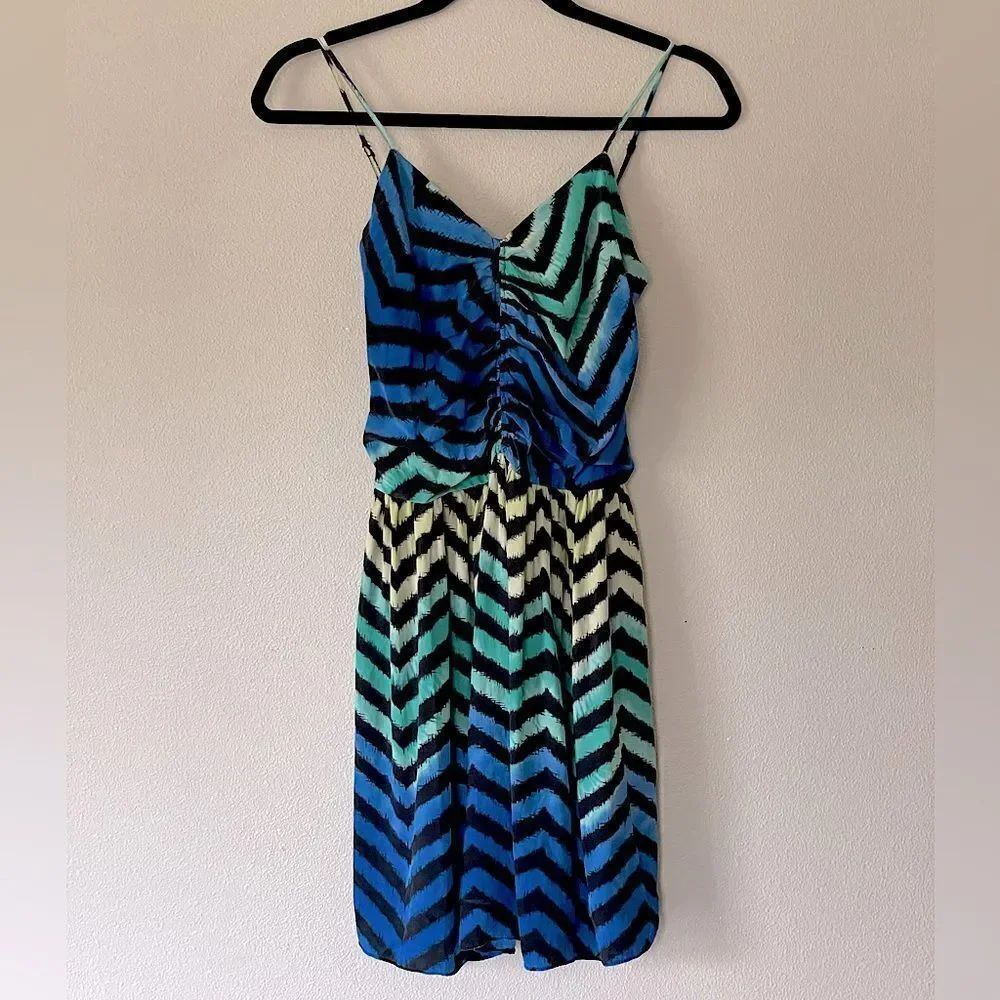 Parker, 100% Silk, Colorful Print, Womens Midi Dress. Fits Like a Small.